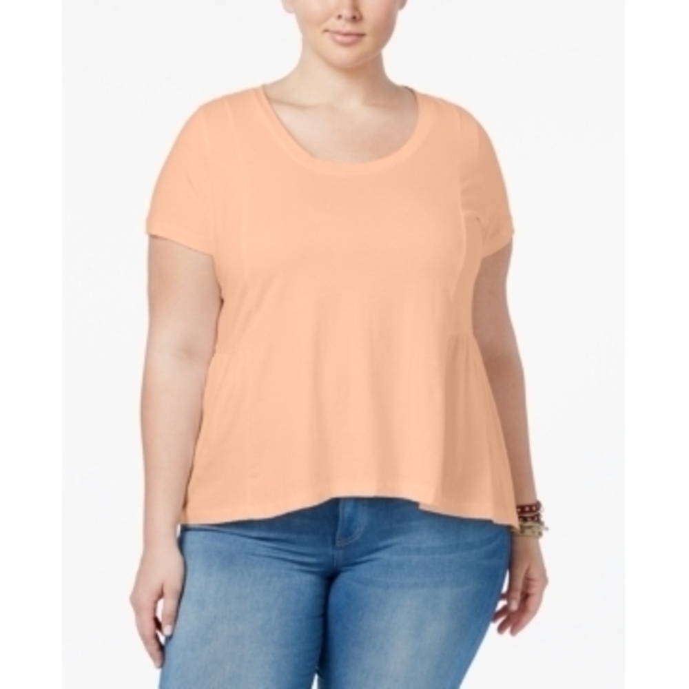 American Rag Plus Size 3X Cotton Peplum Top - Pink, Trendy Spanish Villa Style
